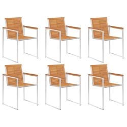 Chaises de lot de 6 Bois d'acacia et acier inoxydable