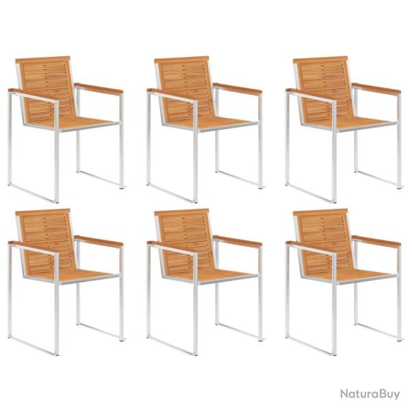 Chaises de lot de 6 Bois d'acacia et acier inoxydable