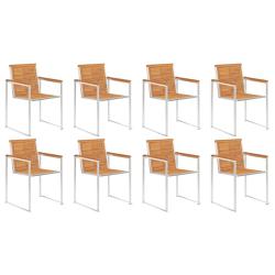 Chaises de lot de 8 Bois d'acacia et acier inoxydable