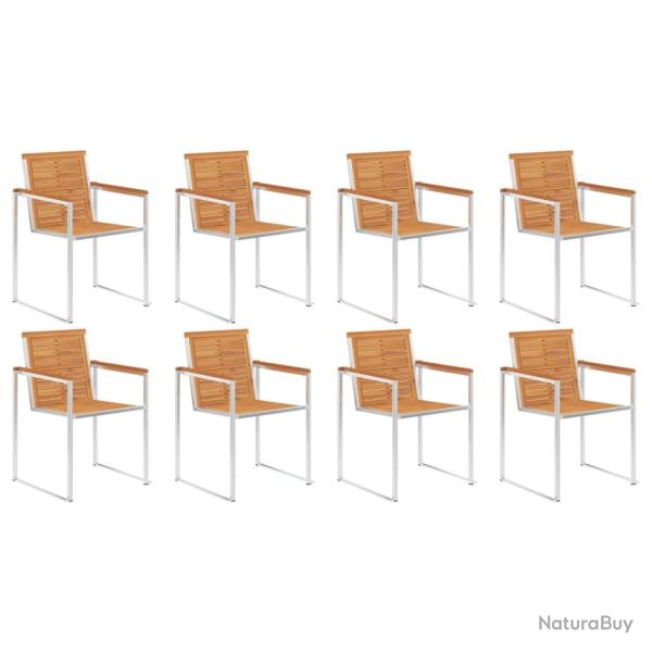 Chaises de lot de 8 Bois d'acacia et acier inoxydable