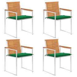 Lot de 4 chaises avec coussins, bois d'acacia massif, pour le jardin