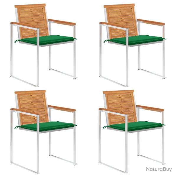 Chaises de lot de 4 avec coussins Bois d'acacia massif