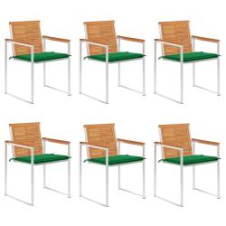 Chaises de lot de 6 avec coussins Bois d'acacia solide