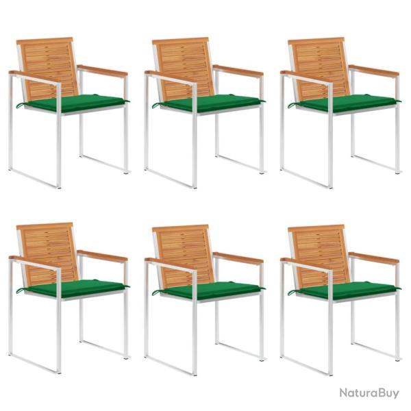 Chaises de lot de 6 avec coussins Bois d'acacia solide