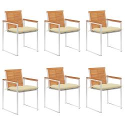 Chaises de lot de 6 avec coussins Bois d'acacia solide