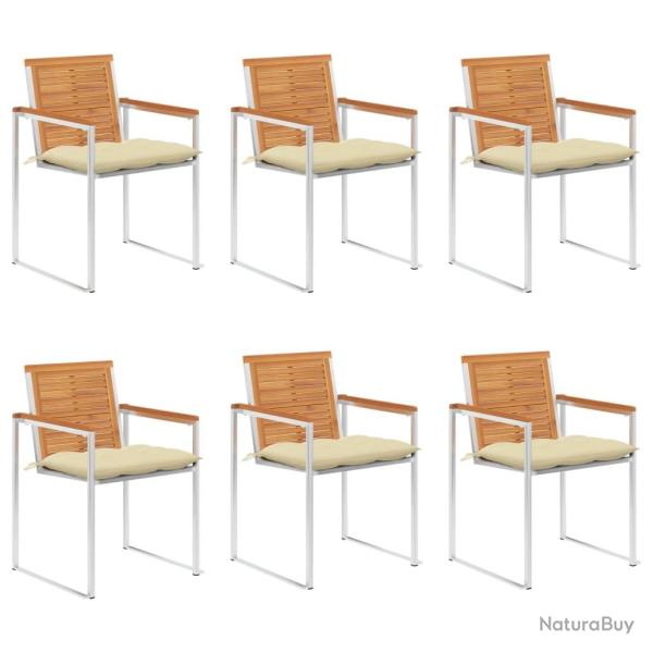 Chaises de lot de 6 avec coussins Bois d'acacia solide