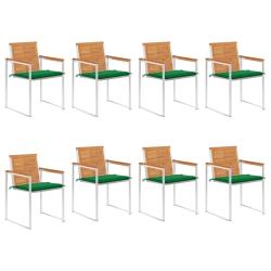 Chaises de lot de 8 avec coussins Bois d'acacia solide