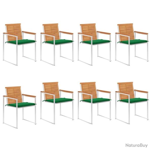 Chaises de lot de 8 avec coussins Bois d'acacia solide