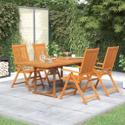 Ensemble &agrave; manger de 5 pcs Bois d'acacia massif 150-200 cm
