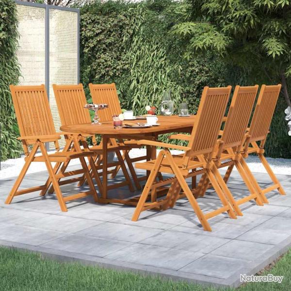 Ensemble � manger de 7 pi�ces, bois d'acacia massif, pour la cuisine, 160 � 240 cm