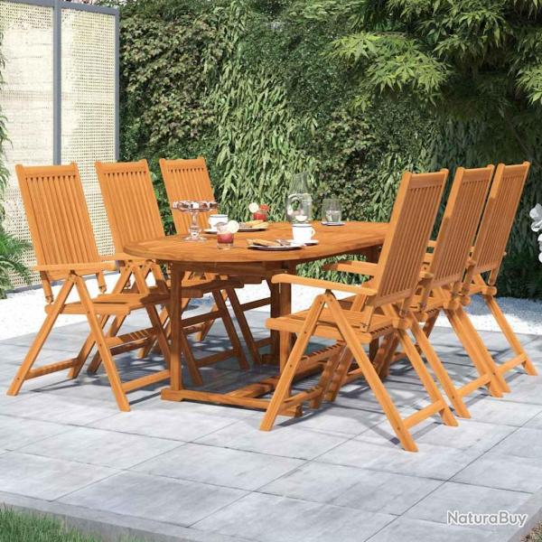 Ensemble � manger de 7 pi�ces, bois d'acacia massif, pour la cuisine, 120 � 170 cm
