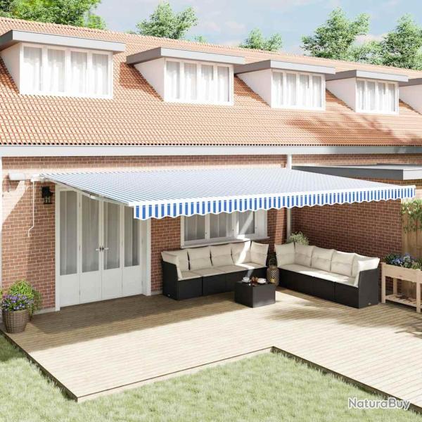 Auvent R�tractable Bleu et Blanc 600 � 300 cm