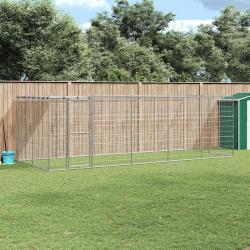 Chenil ext&eacute;rieur Acier galvanis&eacute; avec toit 12,1 m&sup2;