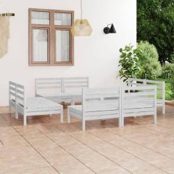 Salon de 8 pcs Blanc Bois de pin massif