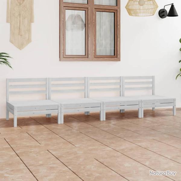 Salon de 4 pcs Blanc Bois de pin massif