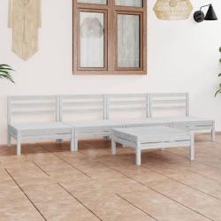 Salon de 5 pcs Blanc Bois de pin massif