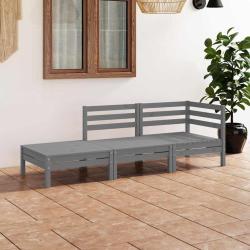 Salon de 3 pi&egrave;ces gris en bois de pin massif pour la terrasse