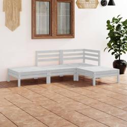Salon de 4 pcs blanc bois de pin massif