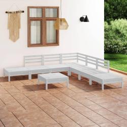 Salon de 8 pcs Bois de pin massif Blanc