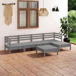 Salon de 6 pcs Bois de pin massif Gris