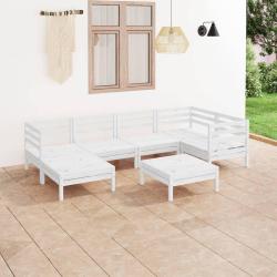 Salon de 7 pcs Bois de pin massif Blanc