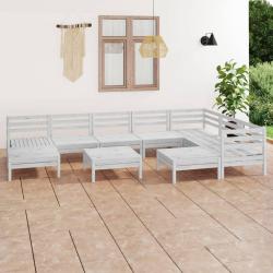 Salon de 10 pcs Bois de pin massif Blanc