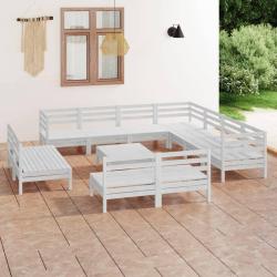Salon de 12 pcs Bois de pin massif Blanc