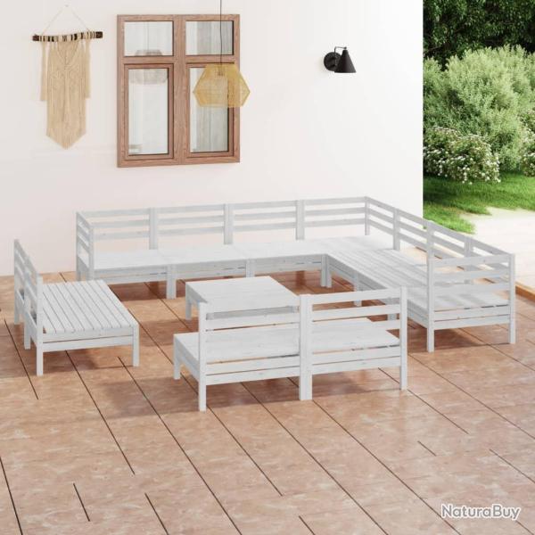 Salon de 12 pcs Bois de pin massif Blanc