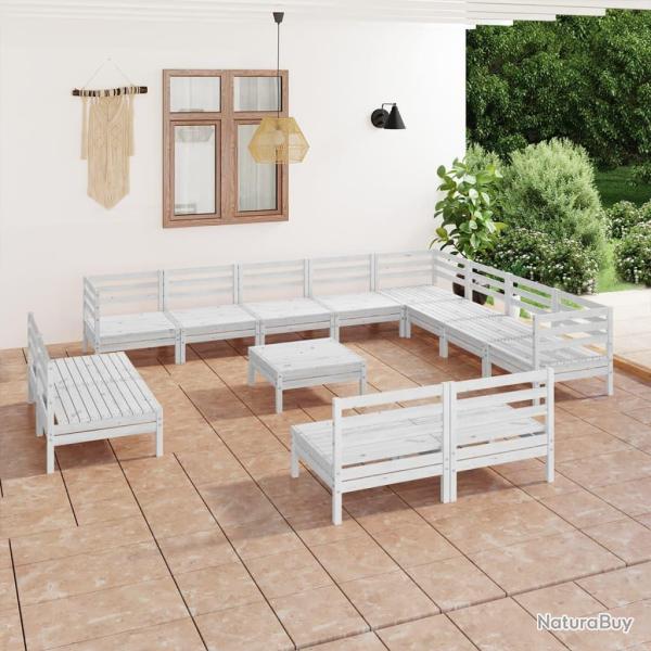 Salon de 13 pcs Bois de pin massif Blanc