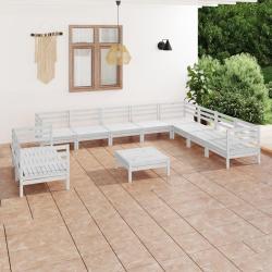 Salon de 11 pcs Bois de pin massif Blanc