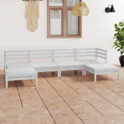 Salon de 6 pcs Blanc Bois de pin massif