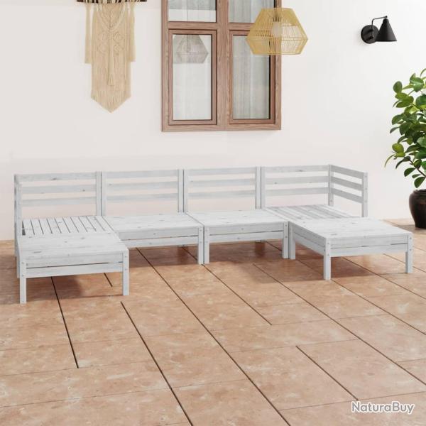 Salon de 6 pcs Blanc Bois de pin massif