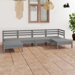 Salon de 6 pcs Gris Bois de pin massif