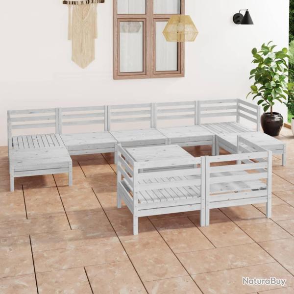 Salon de 10 pcs Blanc Bois de pin massif