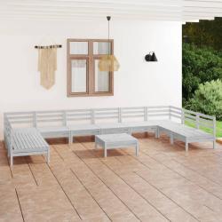 Salon de 11 pcs Blanc Bois de pin massif