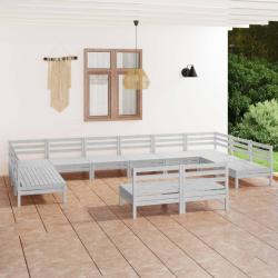 Salon de 12 pcs Blanc Bois de pin massif