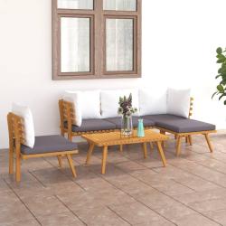 Salon de 6 pcs avec coussins Bois d'acacia solide