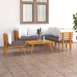 Salon de 7 pcs avec coussins Bois d'acacia solide
