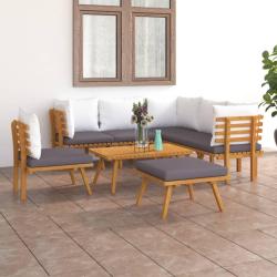 Salon de 8 pcs avec coussins Bois d'acacia solide