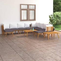 Salon de 12 pcs avec coussins Bois d'acacia solide