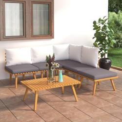 Salon de 6 pcs avec coussins Bois d'acacia solide