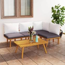 Salon de 5 pcs avec coussins Bois d'acacia solide