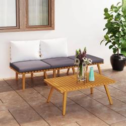 Salon de 4 pcs avec coussins Bois d'acacia solide