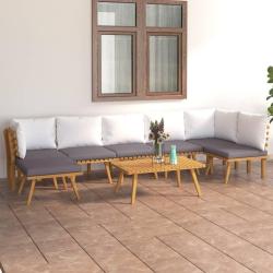 Salon de 8 pi&egrave;ces avec coussins en acacia solide