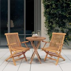 Ensemble &agrave; manger de 3 pcs Bois de teck massif