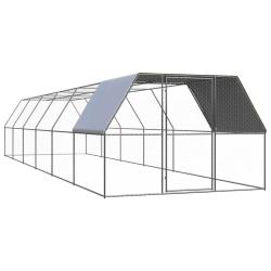 Poulailler d'ext&eacute;rieur 3x12x2 m Acier galvanis&eacute;