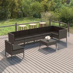 Salon de  8 pcs avec coussins r&eacute;sine tress&eacute;e gris