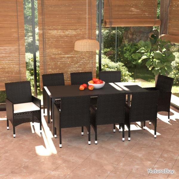Ensemble � manger de coussins 9pcs R�sine tress�e Noir