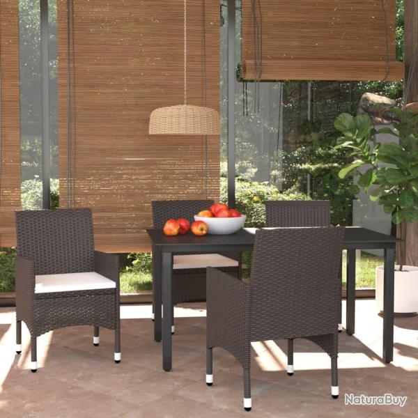 Ensemble � manger de et coussins 5 pcs Poly rotin Marron
