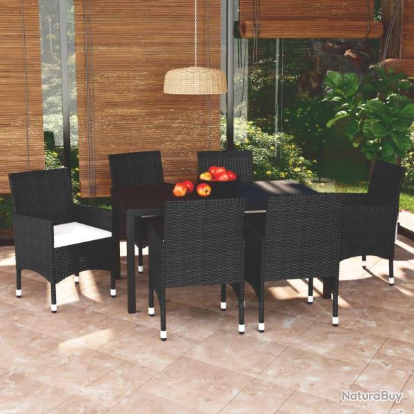 Ensemble � manger de coussins 7pcs R�sine tress�e Noir